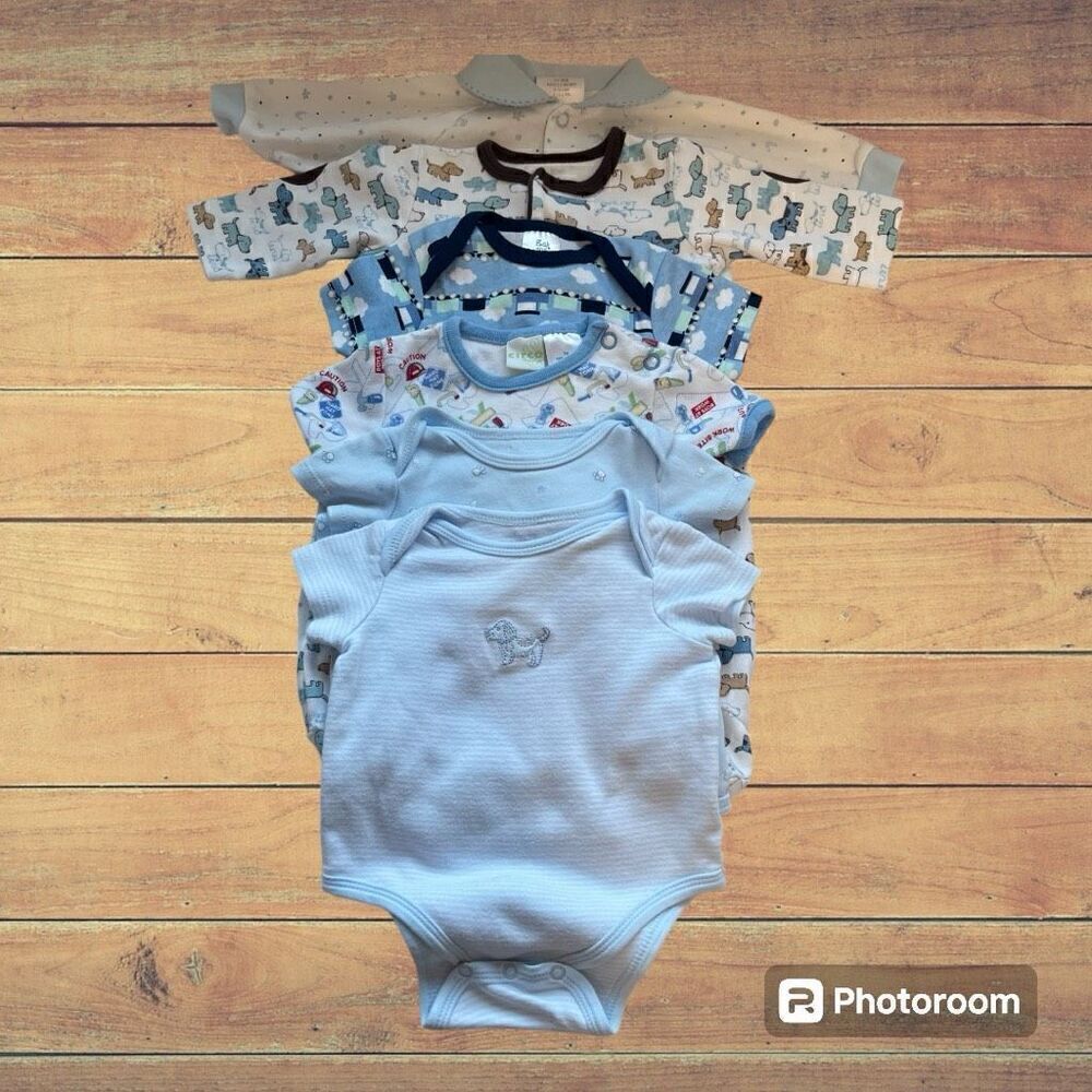 Bundle Of 6 Boys Bodysuits   Sz 0-3m  EUC